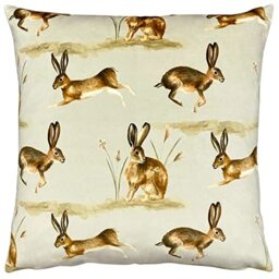 furn. Country Running Hares Cushion Cover, Taupe, 43 x 43cm
