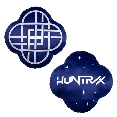 K Pop Demon Hunters Officially Licensed Shaped Cushion Pillow - Huntrix Flashing Design - Glow In The Dark Emblem - Perfect For Bedroom Or Living Room Décor 40 x 40cm
