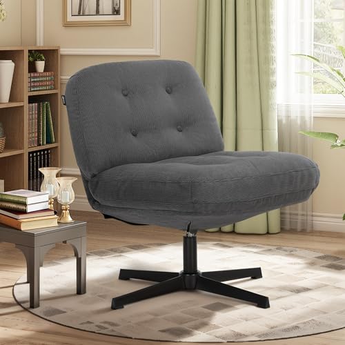 COLAMY Corduroy Swivel Accent Chair, 360° Rotating Lounge Chair with Upholstered Thick Cushion Seat, Modern Occasional Chair for Living Room, Bedroom, Reading Corner
