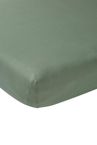 Meyco Home Basic Jersey Plain Fitted Sheet for Double Bed (Flat Sheet with Soft Jersey Quality, 100% Cotton, thanks to Elasticated Edging, Breathable, Dimensions: 180 x 200 cm), Forest