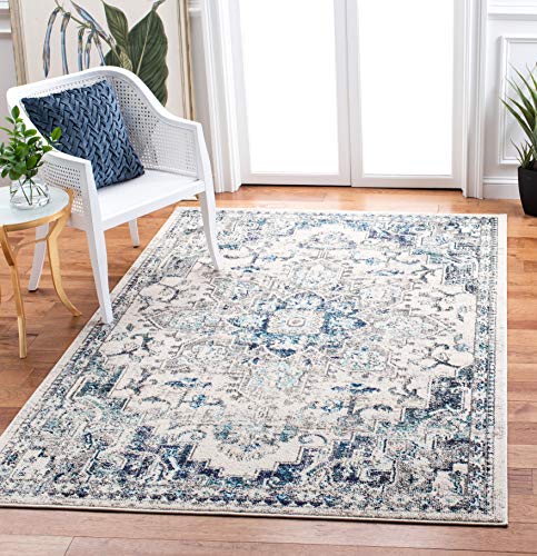 Safavieh Distressed Rug for Living Room, Dining Room, Bedroom - Madison Collection, Short Pile, in ‎Ivory and Grey, 160 X 230 cm