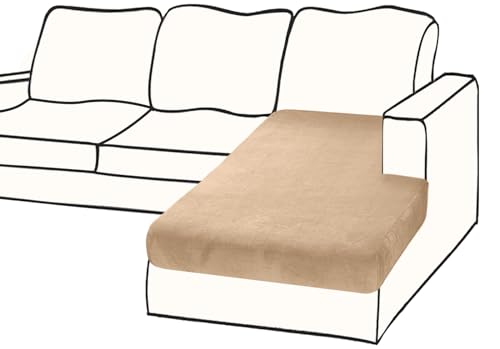 BT.WA Couch Cover 1 Piece Chaise Lounge Cover Velvet Sectional Couch Cushion Covers Separated L Shape Sofa Slipcovers Furniture Protector for Dogs Pets (Chaise Lounge, Camel)