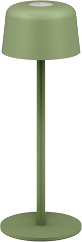 goobay Wireless LED Table Lamp 25 cm, 3 Brightness Levels, Touch Control, 150 lm, 3000 K, Warm White, Battery Life up to 12 Hours, IP44, Metal housing, incl. USB-C Charging Cable – Green, 77677