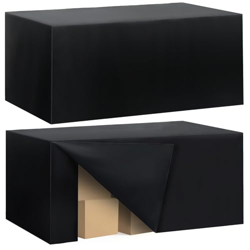Ascoza 2 Pack Fitted Tablecloth for 8 Foot Rectangle Tables 96 x 30 Inch Black Table Covers Water Resistant Polyester Table Cloth for Wedding, Parties,Display, Trade Show (Black)
