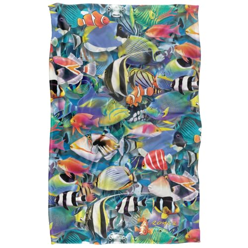 Jq Licensing - Royce Mcclure Tropical Fish Jam Pattern Silky Touch Super Soft Throw Blanket 91 x 147 Cm