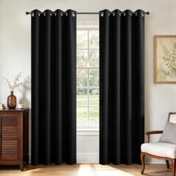 Joydeco Blackout Curtains 108 Inch Long 2 Panels Set, Thermal Insulated Long Curtains& Drapes 2 Burg, Room Darkening Grommet Drapes for Living Room Bedroom Window (Black, W52 x L108 Inch)