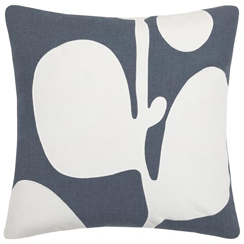 Voyage Maison Betel Feather Filled Cushion – 100% Cotton Abstract Leaf Appliqué Decorative Pillow (Bluebell - 50x50cm)