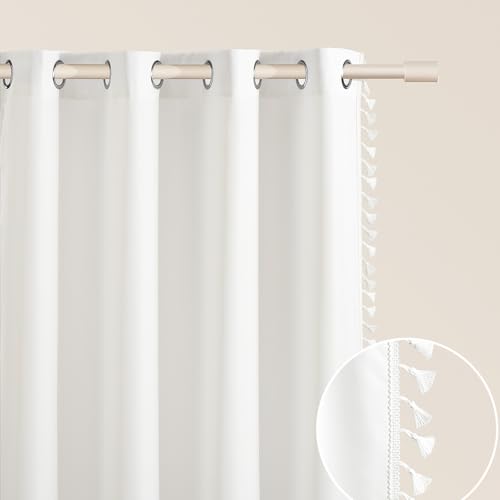 ROOM99 Lara Curtain with Silver Eyelets 140 x 280 cm Width x Height Sliding Curtains Modern Curtain Living Room Bedroom Ecru, 1 Piece