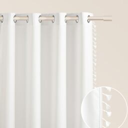 ROOM99 Lara Curtain with Silver Eyelets 140 x 280 cm Width x Height Sliding Curtains Modern Curtain Living Room Bedroom Ecru, 1 Piece