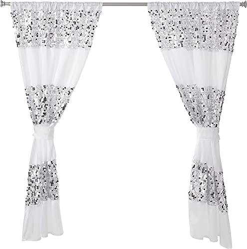 "Zahari Home Sinatra Window Curtain Stylish Bathroom Window Curtain,36"" x 54"" Each, Set of 2, White"