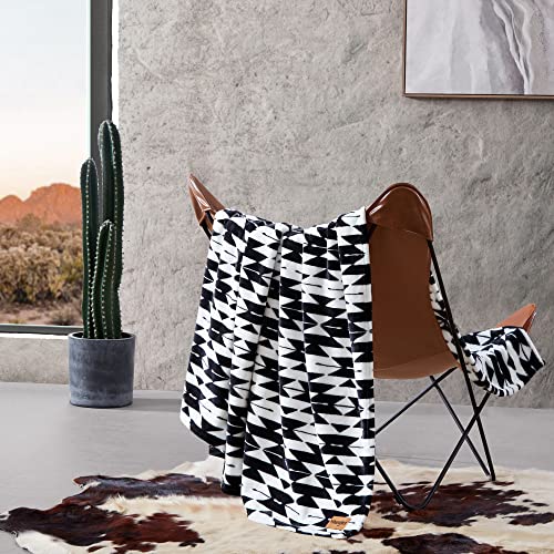 "Wrangler - Throw Blanket, Soft Plush Fleece Bedding, Western Decor for Bed or Couch (Navajo Black, 50"" x 70"")"
