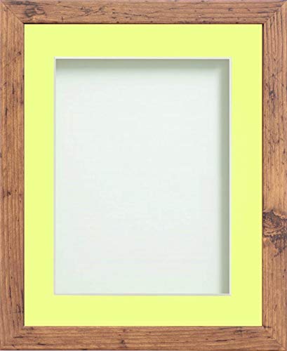 Frame Company Allington Rustic Photo Frame with Lemon Bon Bon Mount, 7x5 for 6x4 inch, fitted with perspex