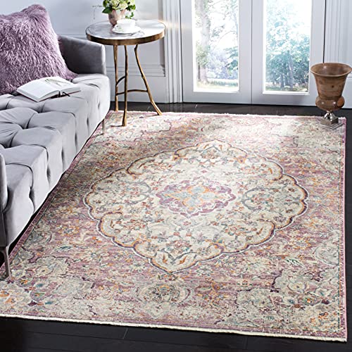 Safavieh Traditional Indoor Woven Rectangle Area Rug, Illusion Collection, ILL711, in Cream / Rose, 122 X 183 cm for Living Room, Bedroom or Any Indoor Space