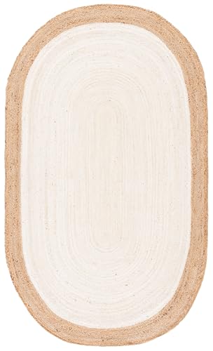 Safavieh Natural Fiber Rug for Living Room, Dining Room, Bedroom - Natural Fiber Collection, Short Pile, in Ivory and Natural, 122 X 183 cm