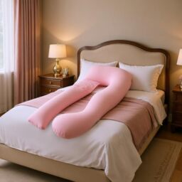 GC GAVENO CAVAILIA Pregnancy Pillow for Side Sleeping - U Shaped Cuddle Cushion Full Body Pillows with Cover - Long Maternity Pillow Support for Back, Hips, Legs for Pregnant Women - 140x68x18cm, Pink