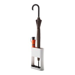 YAMAZAKI OVAL Umbrella Stand, ABS - 4 full-size & folding umbrellas, compact entryway with drip tray, stylish and practical - 7,6 x 20,8 x 28 cm, japanese design, white