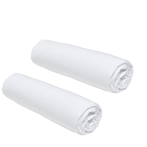 TODAY Essential Set of 2 Fitted Sheets 140 x 190 cm for Double Bed, 100% Cotton, Chalk