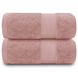 GC GAVENO CAVAILIA Soft Bath Towel Set - 2 Pieces Egyptian Cotton Bathroom Towel - 700 GSM Hotel Collection Towels - Water Absorbent Towels Sets, Blush Pink, 70X125