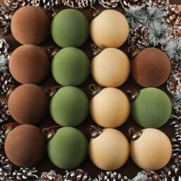 Liliful 15 Pcs Christmas Balls, Flocked Christmas Tree Ornaments Plastic Ornament Balls 3.15 Inch Xmas Decorative Hanging Ornaments Christmas Tree Decoration for Xmas Tree (Brown, Green, Beige)