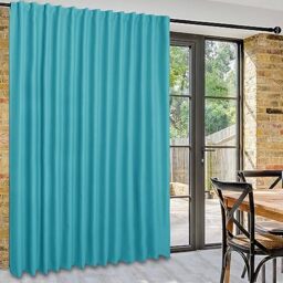 DWCN Patio Sliding Door Curtain, Extra Wide, for Glass Door, as Space Divider, Blackout, Thermal Curtain, Panel with Loop on the Back and Pole Pocket, for Bedroom, approx. 255 x 215 cm