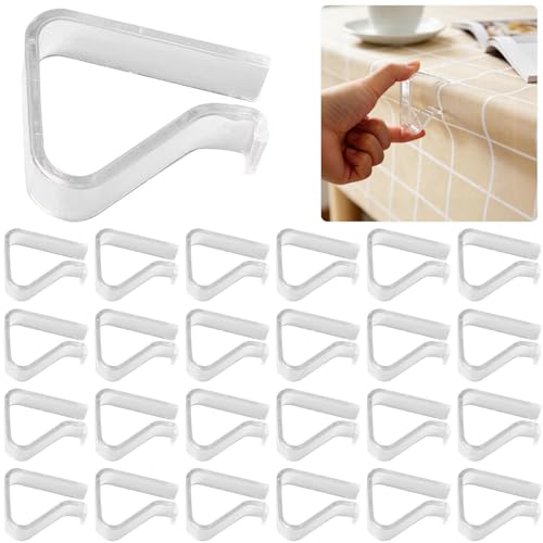Transparent Clear Tablecloth Clips, Plastic Table Cloth Hold Down Clips Table Cloth Holder for Christmas Home Wedding (24, Large)