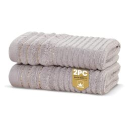 Rapport Home Linear Bath Sheets 2 Pack - Dove Grey - 90x140cm - Luxurious 500GSM 100% Cotton - Oeko-Tex Certified Absorbent & Soft Bathroom Towels