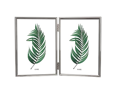 Inov8 Framing Tarnish Resistant Silver Plated Picture Frame - Thin Edge Double Frame Design for Two Photos 7x5 Inch (18x12cm)