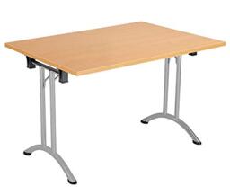 Office Hippo Folding Office Table, Sturdy & Stylish Computer Table Desk, Work Table For Home Office, Versatile Foldable Table For Meeting Room or Boardroom, 5 Year Guarantee - Grey Oak/Silver