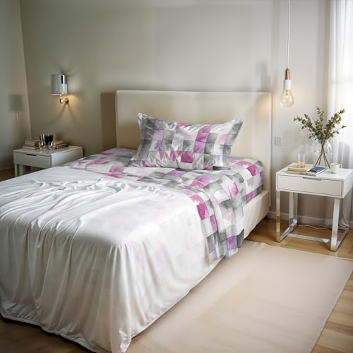 River Cotton Single Bed Sheet Set, Made in Italy – Complete Bed Set, Fitted Sheet, Top Sheet 90 x 200 cm and Pillowcase with Inner Flap (Single, ili)