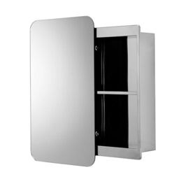 Croydex Medway Sliding Door Bathroom Wall Cabinet - Stainless Steel Wall Mounted Bathroom Cabinet with Sliding Mirror Door, Supplied Pre-Assembled with All Fittings Included (67x41cm)