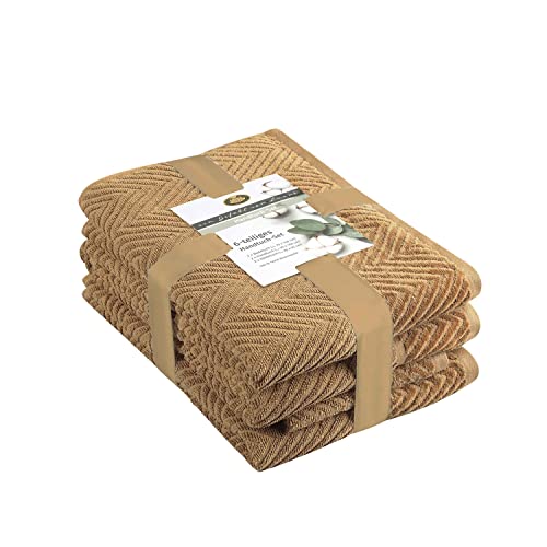 Gözze - Towel Set, 2 Hand Towels (50 x 100 cm), 2 Bath Towels (70 x 140 cm) and 2 Guest Towels (30 x 50 cm), 100% Cotton, 480 g/m² - Sand
