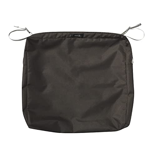 "Classic Accessories Ravenna Rectangular Patio Seat Cushion Slip Cover - Durable Outdoor Cushion, Espresso, 21"" L x 19"" W x 3"" Thick"