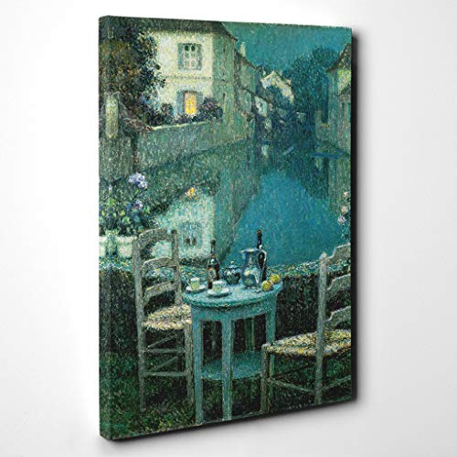 Henri Le Sidaner Table for Two Canvas Print - Gallery Wrapped 30mm Frame Wall Art - 30x20 inches - Ready to Hang - Modern Picture - Living Room Bedroom Lounge Office