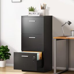 YITAHOME 3-Drawer Lockable File Cabinet for Home Office, Black