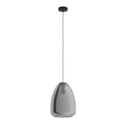 Eglo Pendant lamp Chelvey, Smoked Glass, Metal in Black, Dining Table Light