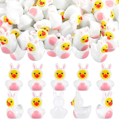 Weysat Mini Christmas Resin Duck Miniature Christmas Duck Miniature Figurine Decoration Xmas Winter Party Favors Goodie Bag Stocking Fillers Birthday Gift Supply(60 Pcs,Easter Bunny)