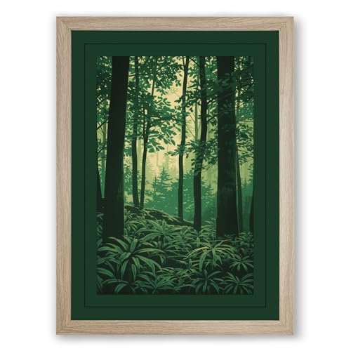 Quiet Northern Forest Scandinavian Framed Wall Art Print A3 (42×29.7cm) Oak, Wall Decor for Living Room, Bedroom, Office & Home, Ready to Hang, Art Gift