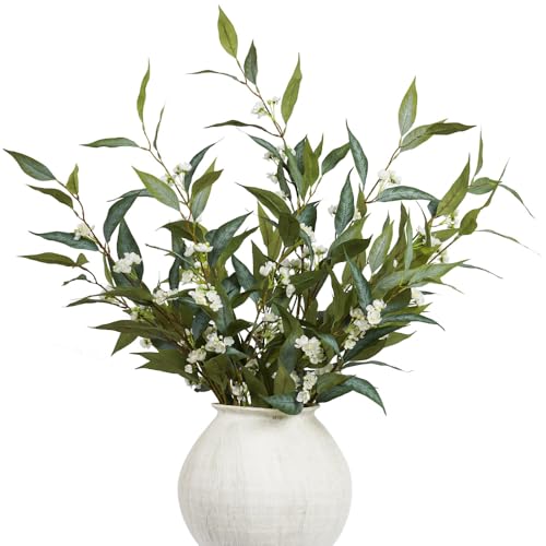 Srifoliage Artificial Plants,3Pcs 31inch Green Faux Stems for Vase,Faux Branches Greenery Stems Artificial Plants & Flowers for Home Decor