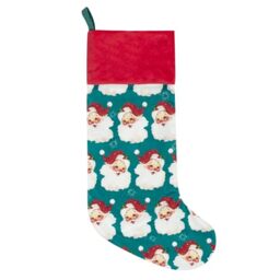furn. Evans Lichfield Vintage Santa Printed Velvet Xmas Stocking