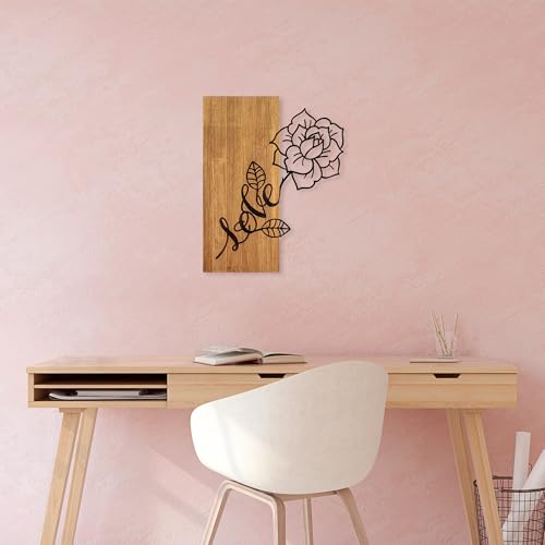 Elegant Decorative Wooden Wall Accessory, 47 x 58 cm, 100% Wood & Metal, Walnut & Black, Unique Design, Perfect for Home Decor, Lightweight & Stylish