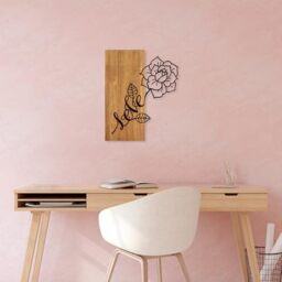 Elegant Decorative Wooden Wall Accessory, 47 x 58 cm, 100% Wood & Metal, Walnut & Black, Unique Design, Perfect for Home Decor, Lightweight & Stylish