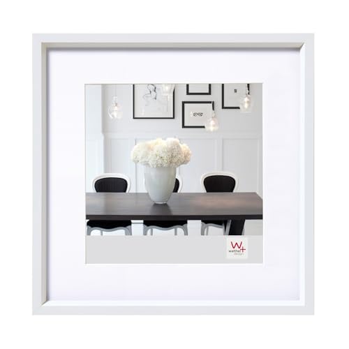 walther design Picture Frame White 20 x 20 cm with PassepArtout, Steel Style Plastic Frame ES220W