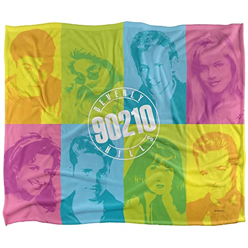 Beverly Hills 90210 Color Blocks Silky Touch Super Soft Throw Blanket 152 X 127 cm, White