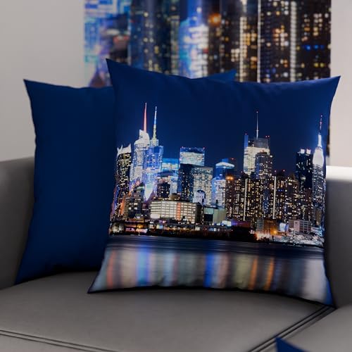 PETTI Artigiani Italiani - Pair of Pillow Cases 80 x 80 cm in Microfibre, Pillows for Bedroom Furniture, Sofa, Living Room, Set of 2 Cushion Covers, New York Pillowcase, 100% Made in Italy
