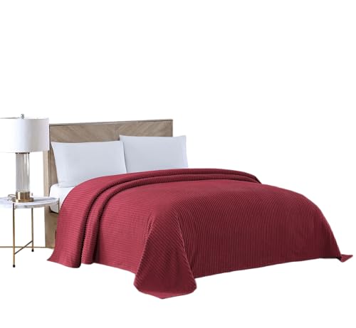 Beatrice Home Fashions Chenille Bedspread, Cotton, Burgundy, Full