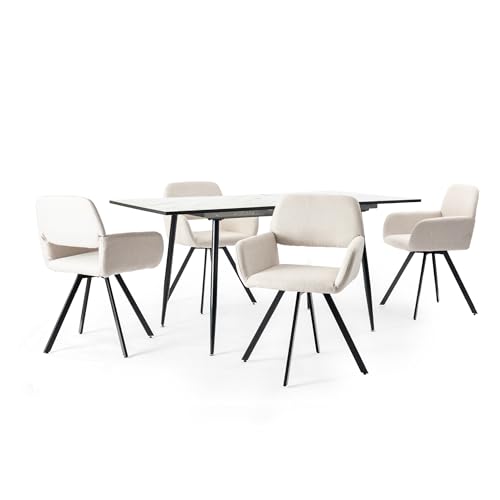 39F Furniture Dream Rectangular Dining Set with 4 Chairs - Set of 4 Chairs with Kitchen Table and Dining Room