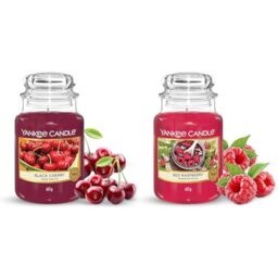 Yankee Candle Scented Candle - Red Raspberry Large Jar Candle - Long Burning Candles: up to 150 Hours & Scented Candle - Black Cherry Large Jar Candle - Long Burning Candles: up to 150 Hours
