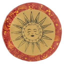 furn. Ethereal Sun Embroidered Velvet Round Cushion, Gold Dust