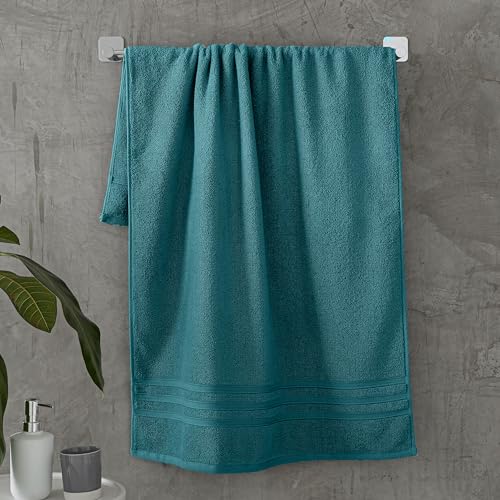 Catherine Lansfield Zero Twist Cotton 90x140cm Bath Sheet Pair Teal Green