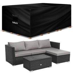 Futura Premium Rectangular Garden Furniture Covers Waterproof 200x160x70cm, Heavy Duty 600D Oxford Fabric Outdoor Table, Patio & Rattan Garden Furniture Covers, PVC Lined, Air Vents and UV Safe